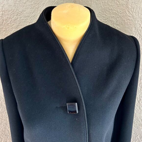 Vintage 1960s Womans’ Alorna Black 100% Forstmann Fabrics Wool Long Overcoat - Picture 5 of 16